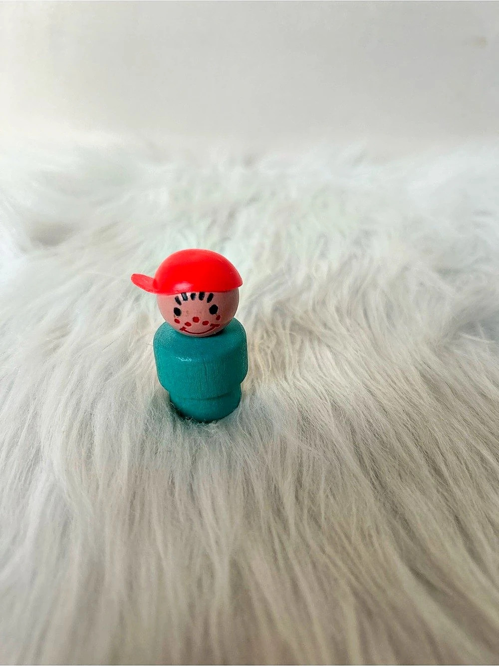 Fisher-Price Little People Wooden Figure with Green Body and Red Cap